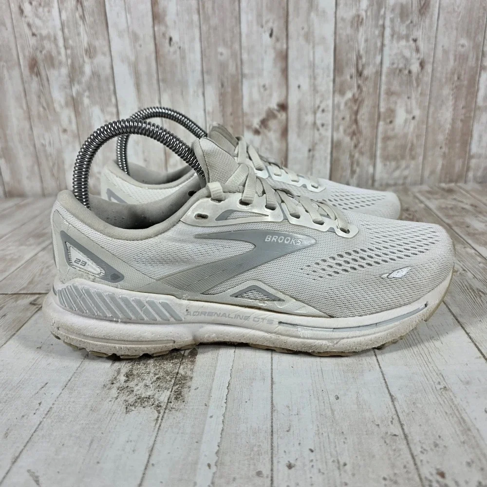 Brooks Adrenaline GTS 23 Womens Running Shoes White Silver 1203811B104 Size 7